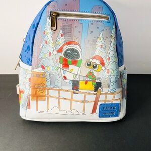 Pixar Loungefly WALL•E Holiday Mini Backpack Blue Christmas